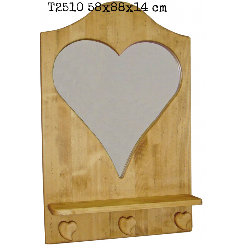 Tradició  népi fenyőfa fali polc tükörrel
